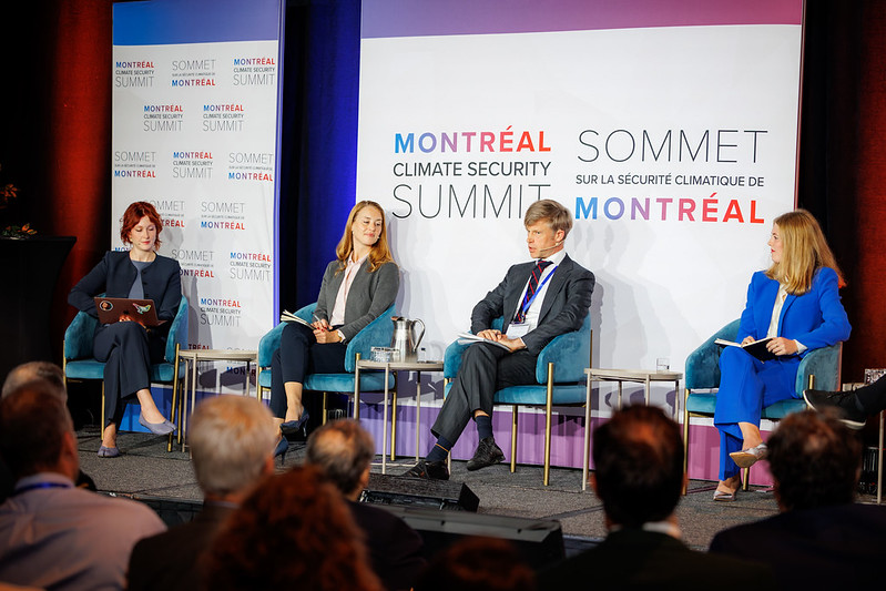 Panelists participate in a discussion on climate security and defence resilience at the Montreal Climate Security Summit 2025 in Montréal.